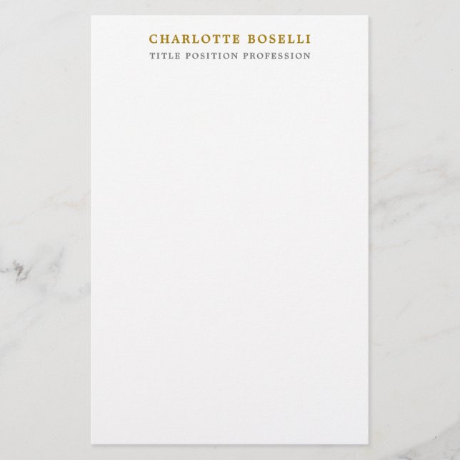 Minimalistisk klassisk professionell guldfärg brevpapper (Framsida)