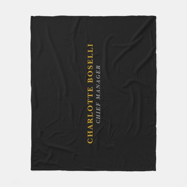 Minimalistisk Klassisk Professionell Svart Guld Fä Fleecefilt (Framsidan)