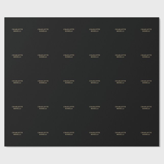 Minimalistisk Klassisk Professionell Svart Guld Fä Presentpapper (Platt)