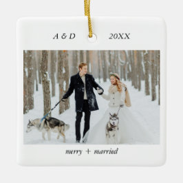 Minimalistisk klassisk reklam och gift foto julgransprydnad keramik