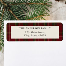 Minimalistisk klassisk röd rutig returadressetiket