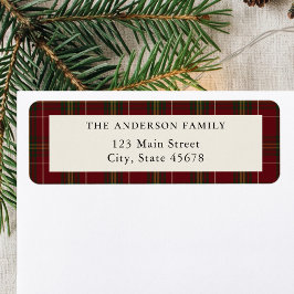 Minimalistisk klassisk röd rutig returadressetiket returadress etikett