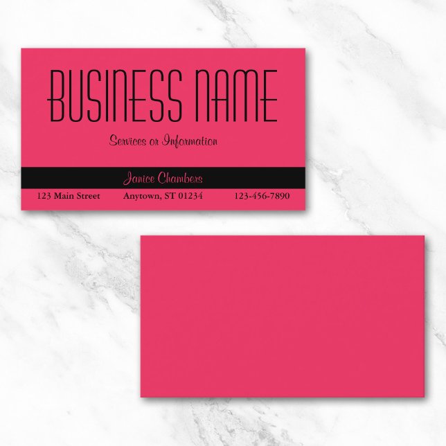 Minimalistisk Klassisk Rosa Stil Visitkort (Pink Business Card)