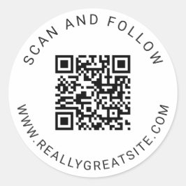 Minimalistisk Klassisk Rund QR-koddekal Runt Klistermärke