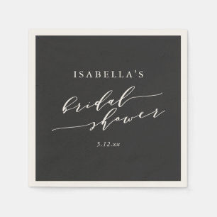 Minimalistisk Klassisk Svart Chic Bröllopsfest Skr Pappersservett
