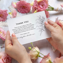 Minimalistisk klassisk svart & vit begravning tack kort