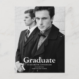 Minimalistisk klassisk svart & vit fotograduering meddelande vykort