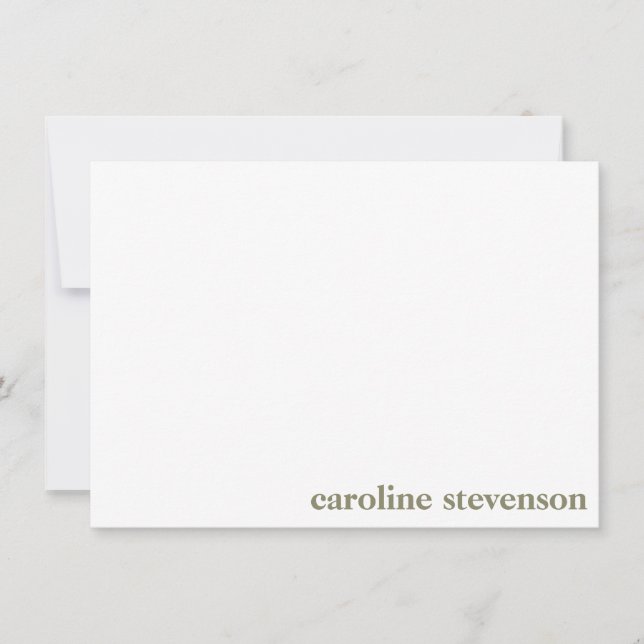 Minimalistisk klassisk typografi anpassad olivgrön anteckningskort (Framsida)