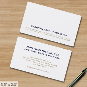 Minimalistisk klassisk typografi visitkort
