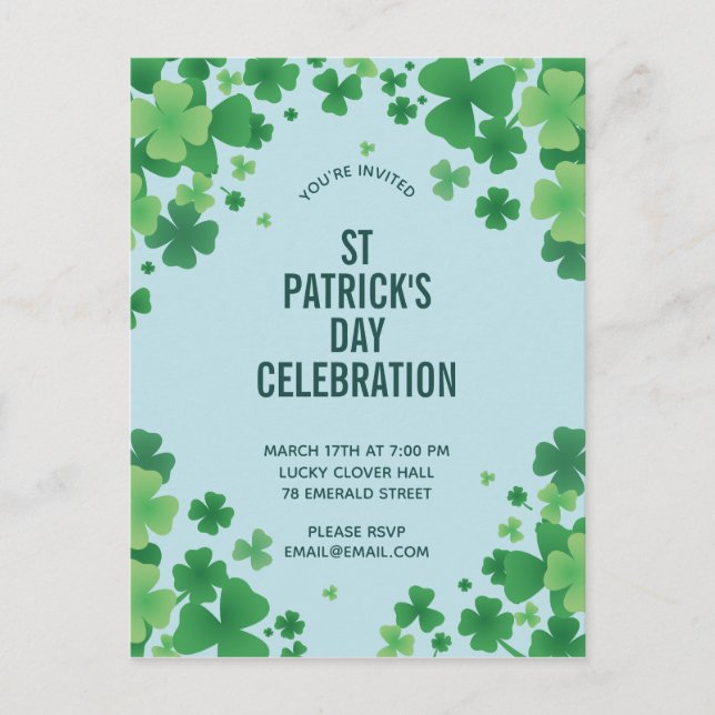 Minimalistisk klöverramsinbjudan helg vykort (Framsida)