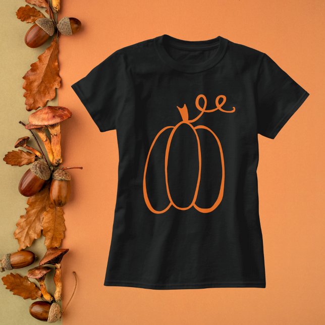 Minimalistisk knumpkin-kontur, höst t shirt (Skapare uppladdad)