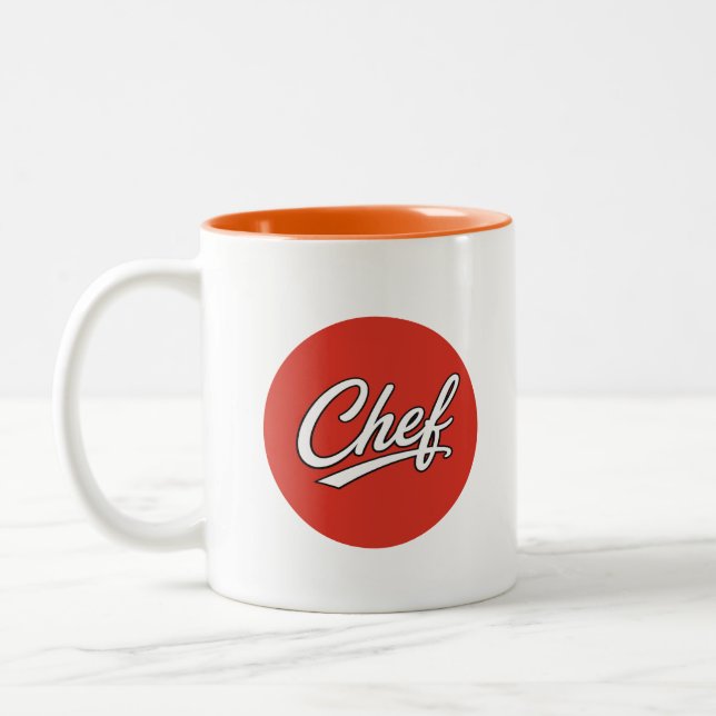 Minimalistisk kockmanus typografidesign Två-Tonad mugg (Vänster)