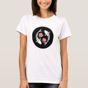 Minimalistisk Koi-fisk virvlar med vattenliljor T Shirt