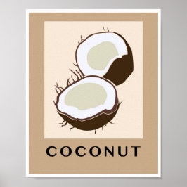Minimalistisk Kokos Tropisk Frukt Köks Konst Poster