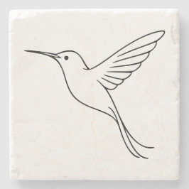 Minimalistisk kolibri-linjekonst under flygning stenunderlägg