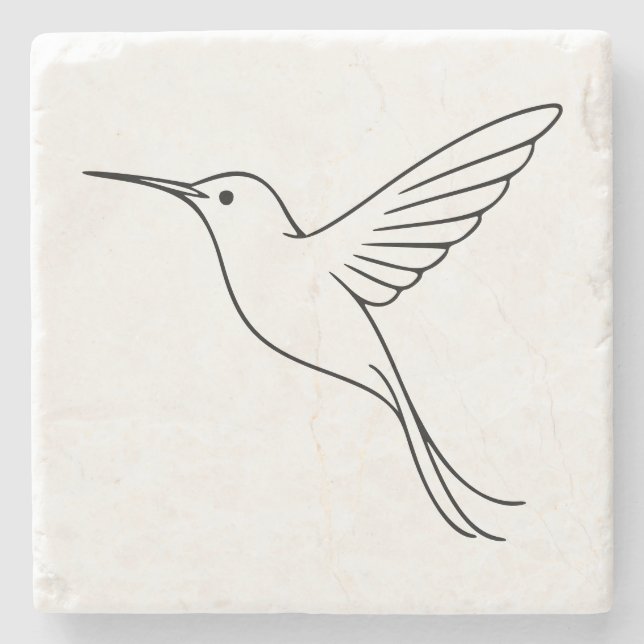 Minimalistisk kolibri-linjekonst under flygning stenunderlägg (Framsidan)