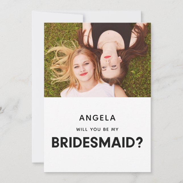Minimalistisk kommer du vara min brudtärna fotokor inbjudningar (Framsida)