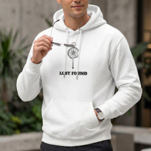 Minimalistisk kompass Förlorad Hitta Estetisk Vit Hoodie