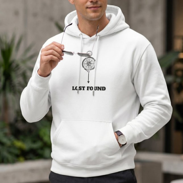 Minimalistisk kompass Förlorad Hitta Estetisk Vit  Hoodie (Skapare uppladdad)