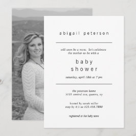Minimalistisk könsmässig neutral foto babydusch inbjudningar