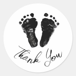 Minimalistisk Könsneutral Fotspår Babyfirande Runt Klistermärke