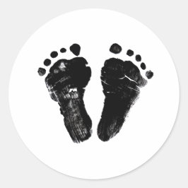 Minimalistisk Könsneutral Fotspår Babykalas Runt Klistermärke