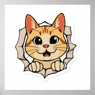 Minimalistisk konst av Cat Peeking Poster