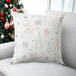 Minimalistisk konst av Julgran Reindeer Kudde