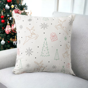 Minimalistisk konst av Julgran Reindeer Kudde