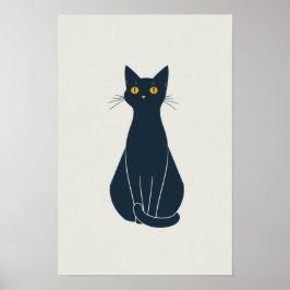 Minimalistisk konst av kattstreck - Elegant konst  Poster