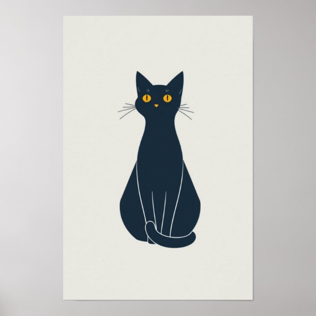 Minimalistisk konst av kattstreck - Elegant konst  Poster (Framsidan)