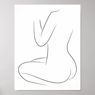 Minimalistisk konst av kvinnlig kropp Modern illus Poster