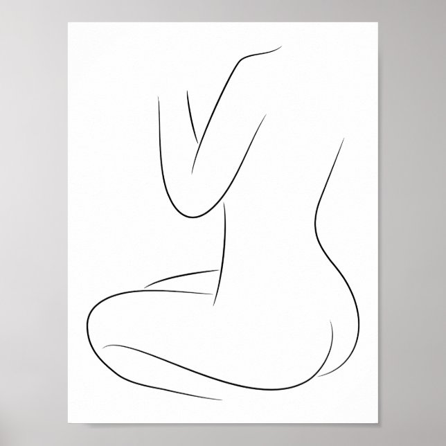 Minimalistisk konst av kvinnlig kropp Modern illus Poster (Framsidan)