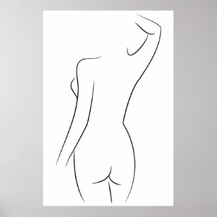 Minimalistisk konst av kvinnlig kropp Modern illus Poster
