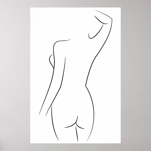 Minimalistisk konst av kvinnlig kropp Modern illus Poster (Framsidan)