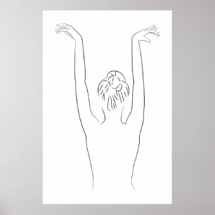 Minimalistisk konst av kvinnlig kropp Modern illus Poster
