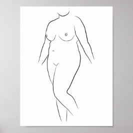 Minimalistisk konst av kvinnlig kropp Modern illus Poster