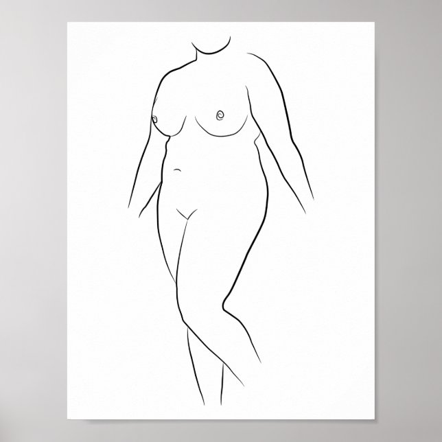 Minimalistisk konst av kvinnlig kropp Modern illus Poster (Framsidan)