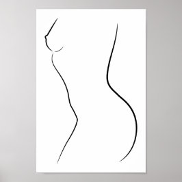 Minimalistisk konst av kvinnlig kropp Modern illus Poster