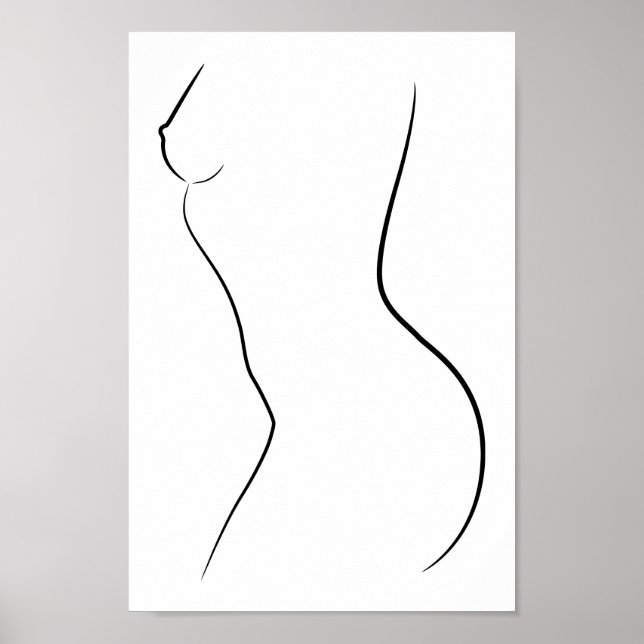Minimalistisk konst av kvinnlig kropp Modern illus Poster (Framsidan)
