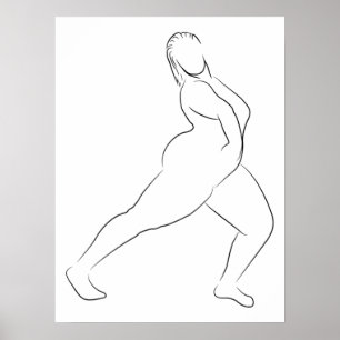 Minimalistisk konst av kvinnlig kropp Modern illus Poster