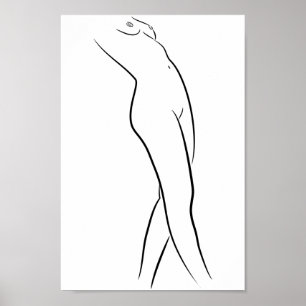 Minimalistisk konst av kvinnlig kropp Modern illus Poster