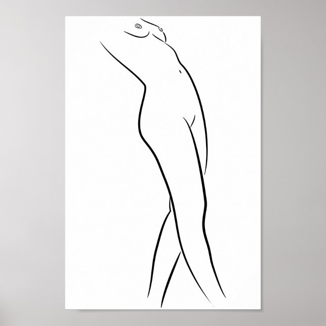 Minimalistisk konst av kvinnlig kropp Modern illus Poster (Framsidan)