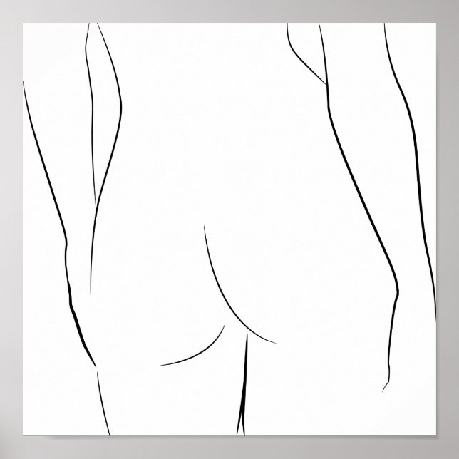 Minimalistisk konst av kvinnlig kropp Modern illus Poster (Framsidan)