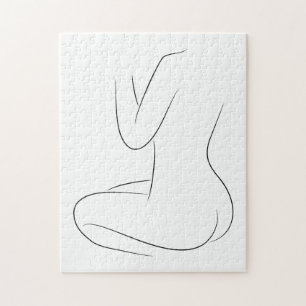 Minimalistisk konst av kvinnlig kropp Modern illus Pussel
