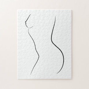 Minimalistisk konst av kvinnlig kropp Modern illus Pussel
