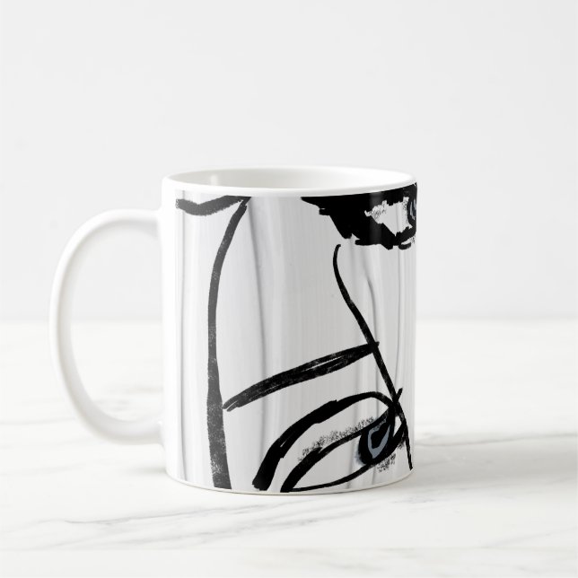 Minimalistisk konst av kvinnor i ansikte kaffemugg (Vänster)