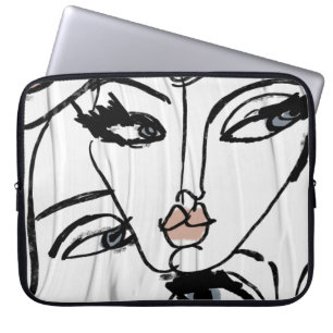 Minimalistisk konst av kvinnor i ansikte laptop fodral