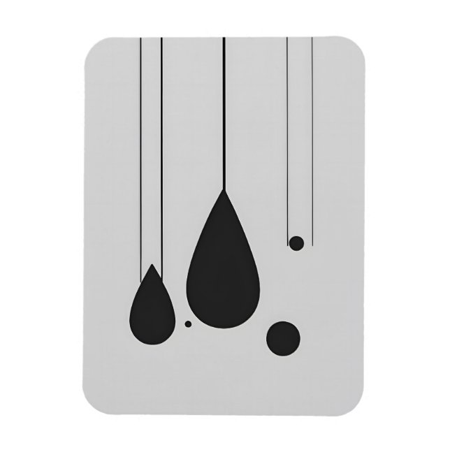 Minimalistisk konst av svart och vit Abstrakt Magnet (Vertikal)
