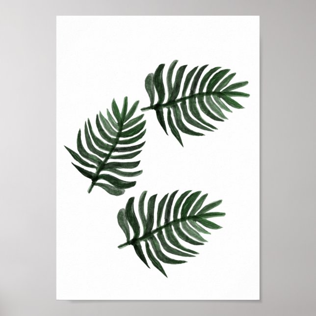 Minimalistisk konst av Tropical Handflatan Löv Poster (Framsidan)